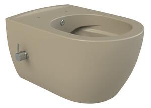 CeraStyle CITY fali WC - MATT BÉZS - BEÉPÍTETT bidé funkcióval - perem nélküli - 53 cm