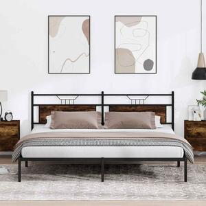 Füstös tölgy színű szerelt fa ágykeret matrac nélkül 200x200 cm