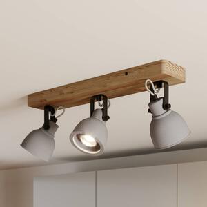 Lindby Spot Mitis, 50 cm, 3-lámpás, szürke, fa, beton, GU10