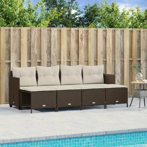 VidaXL 5 részes barna polyrattan kerti ülőgarnitúra párnával