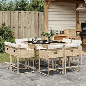 Polyrattan Kerti Étkezőgarnitúra - 9 részes - Bézs