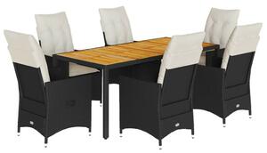 VidaXL - 7 Részes Kerti Étkezőgarnitúra - Polyrattan - Fekete