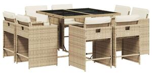 VidaXL Polyrattan Kerti Étkezőgarnitúra - 9 részes, Bézs