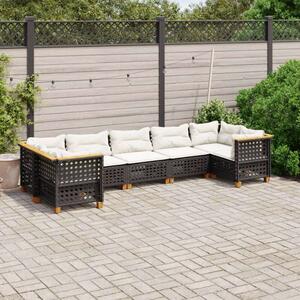 VidaXL Polyrattan Kerti Ülőgarnitúra - 7 részes - Fekete