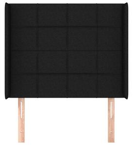 Elegáns Fekete Szárnyas Ágyfejtámla - Szövet - 103x16x118/128cm