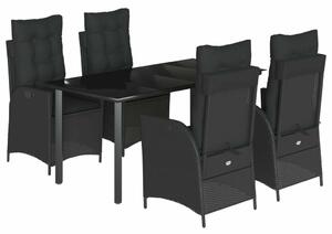 Polyrattan Kerti Étkezőgarnitúra - 5 részes - Fekete