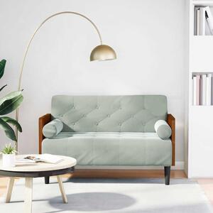Világosszürke bársony loveseat kanapé párnákkal 110 cm