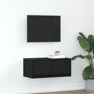 Fekete tölgy színű szerelt fa TV-szekrény 60x31x25,5 cm