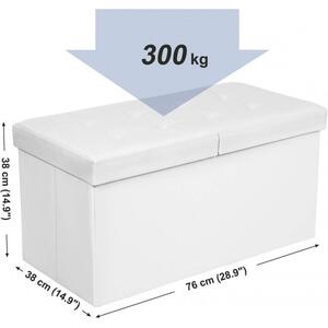 Fehér tároló puff 76 x 38 x 38 cm