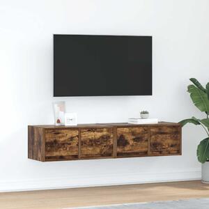 2 db füstös tölgy színű szerelt fa TV-szekrény 60x31x25,5 cm