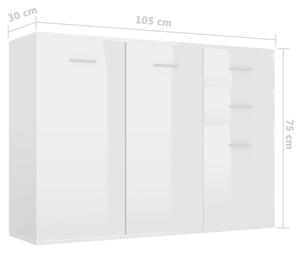 VidaXL magasfényű fehér forgácslap tálalószekrény 105 x 30 x 75 cm