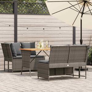 3 részes szürke polyrattan kerti ülőgarnitúra párnákkal