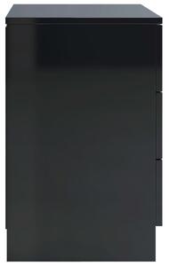 VidaXL 2 db magasfényű fekete forgácslap éjjeliszekrény 38x35x56 cm