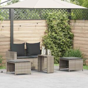 5 részes polyrattan kerti kanapé garnitúra párnákkal stackable