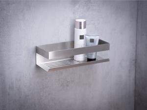 Matt ezüstszínű rozsdamentes acél öntapadós fürdőszobai polc Genova - Wenko