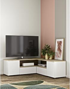 Fehér-natúr színű TV-állvány tölgyfa dekorral 130x46 cm Angle – TemaHome