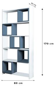 Box fehér-kék könyvespolc 80 x 22 x 170 cm