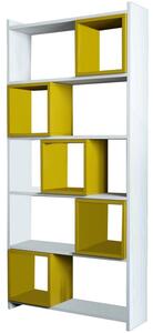 Box fehér-sárga könyvespolc 80 x 22 x 170 cm