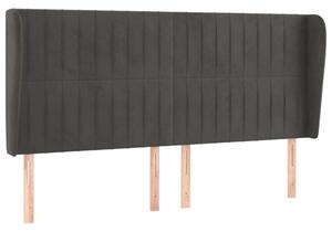 VidaXL Bársony Fejtámla Szárnyakkal - Sötétszürke - 163x23x118/128cm