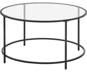 Kerek dohányzóasztal üveglappal, fekete 84x84x45cm
