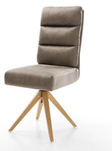 DELIFE Étkezőszék Pela-Flex mikroszálas taupe vintage fa láb szögletes természetes zsákrugós