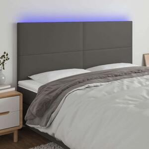 VidaXL szürke műbőr LED-es fejtámla 180x5x118/128 cm