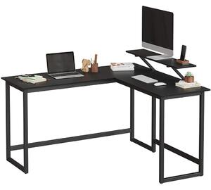 Sarok íróasztal monitor állvánnyal, fekete 140x130x92cm