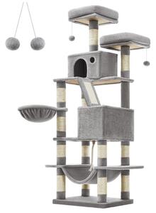 Macska kaparófa, többszintes, pihenőkosárral, fehér 55x45x165cm