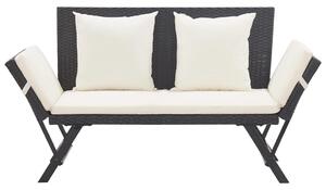 VidaXL fekete polyrattan kerti pad párnával 176 cm
