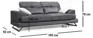 Frido antracitszürke kétszemélyes kanapé