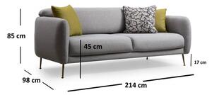 Sevilla szürke háromszemélyes kanapé