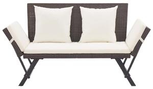 VidaXL barna polyrattan kerti pad párnával 176 cm