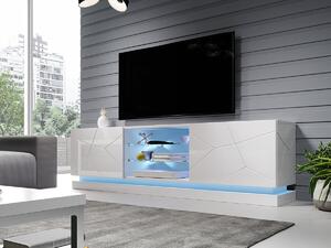 TV-állvány Linar I, Közepes sűrűségű farostlemez, 57x200x40cm, Fehér, Fényes fehér
