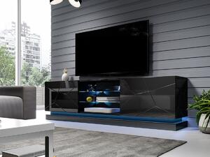 TV-állvány Linar I, Közepes sűrűségű farostlemez, 57x200x40cm, Fekete, Fényes fekete