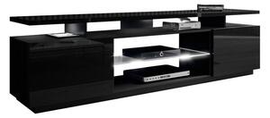 TV-állvány Figura, Közepes sűrűségű farostlemez, Laminált forgácslap, 56x180x40cm, Fekete, Fényes fekete