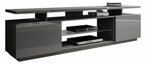 TV-állvány Figura, Közepes sűrűségű farostlemez, Laminált forgácslap, 56x180x40cm, Szürke, Fényes szürke