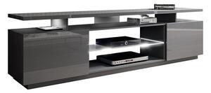 TV-állvány Figura, Közepes sűrűségű farostlemez, Laminált forgácslap, 56x180x40cm, Szürke, Fényes szürke