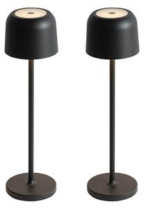2 db Raika gomba asztali lámpa készlet fekete, beleértve a töltőállomást
