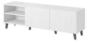 TV-állvány Dicto, Közepes sűrűségű farostlemez, Laminált forgácslap, 52x150x40cm, Fehér, Fekete