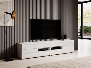TV-állvány Torsone 113, Laminált forgácslap, 48x208x39cm, Fényes fehér, Fehér