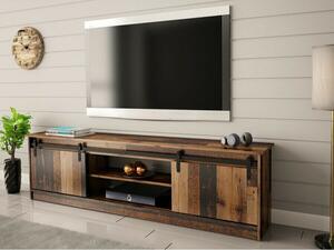 TV-állvány Charlotte 156, Közepes sűrűségű farostlemez, Laminált forgácslap, 57x200x35cm, Érett tölgy