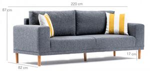 Franz szürke háromszemélyes kanapé