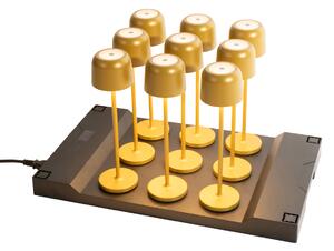 9 db újratölthető asztali lámpa gomba arany színben, töltőállomással - Raika