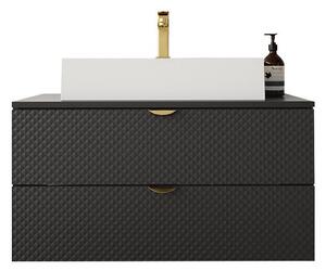 Fali szekrény mosdónak Merced D101, Fekete, 42x80x46cm, Laminált forgácslap, Közepes sűrűségű farostlemez