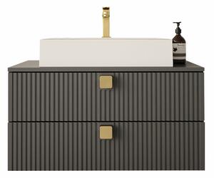 Fali szekrény mosdónak Merced R103, Szürke, 42x80x46cm, Laminált forgácslap, Közepes sűrűségű farostlemez