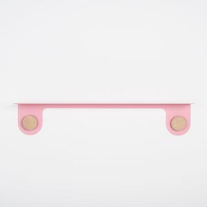 Hook rózsaszín fali polc 2 akasztóval, hosszúság 70 cm - Gazzda