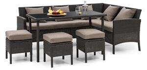 Blumfeldt Titania Dining Lounge Set, sarokrekamié asztal, ülőkék, fekete