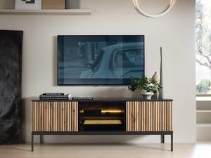 TV-állvány Manal, Laminált forgácslap, 56x154x39cm, Wotan tölgy, Fekete