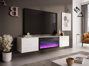 TV-állvány Houston 1572, Közepes sűrűségű farostlemez, 37x180x40cm, Fehér, Fényes fehér