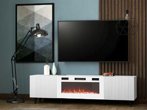 TV-állvány Dicto II, Laminált forgácslap, Közepes sűrűségű farostlemez, 49x181x40cm, Fehér, Fekete